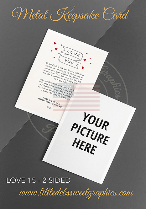 LOVE 15 - Keepsake Cards - Custom - 2 Sided - Your Photo & Quote Shown
