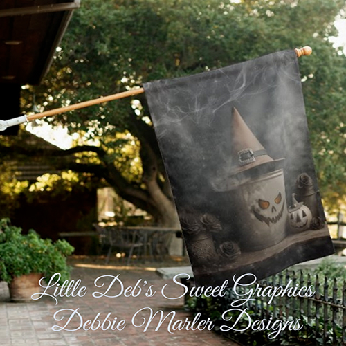 Weatherproof House Flag 27x40 - double sided - Primitive Rustic Halloween Spooky Old Bucket - Outdoor Seasonal House Flag - Home Decor FG14