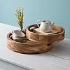 Set of Two Round Wood Trays